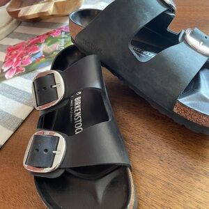 Birkenstock Black Double-Buckle Leather Sandals - Women